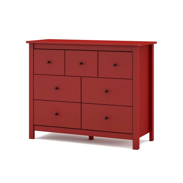Comodă roșie joasă din lemn de pin 110x80 cm Misti – Marckeric-image-4