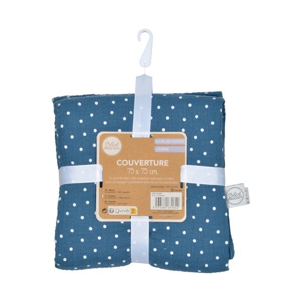 Pătură pentru copii albastră din muselină 75x75 cm – Bébé Douceur-image-3