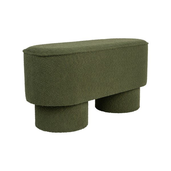 Bancă verde cu tapițerie din țesătură bouclé Marcos – White Label-image-1
