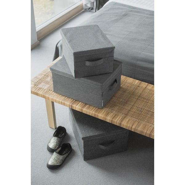 Cutie de depozitare gri din material textil cu capac 35x26x19 cm Soft Storage – Bigso-image-3