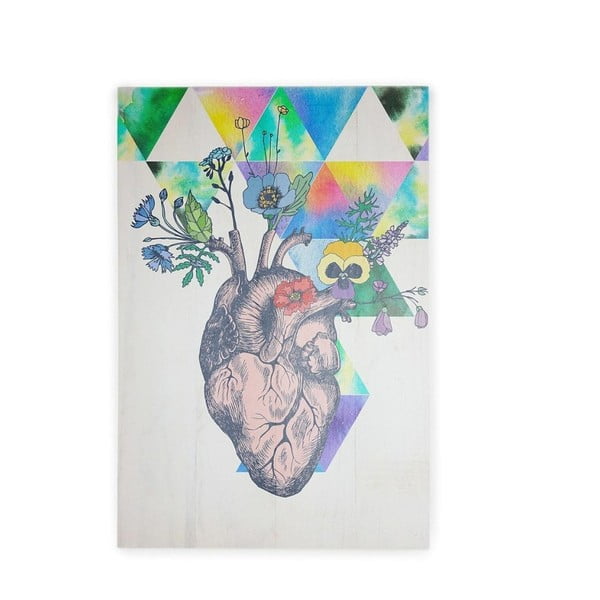 Tablou din lemn de pin Really Nice Things Hipster Heart, 40 x 60 cm