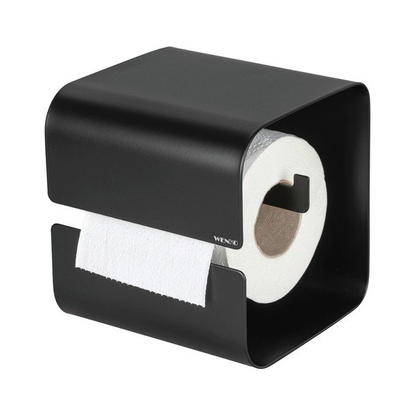 Suport pentru hârtie igienică negru autoadeziv cu Turbo-Loc din oțel Lizan – Wenko