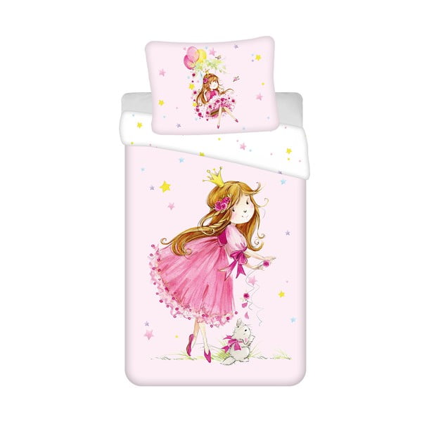 Lenjerie de pat pentru copii roz din bumbac pentru pat de o persoană 140x200 cm Fairy – Jerry Fabrics