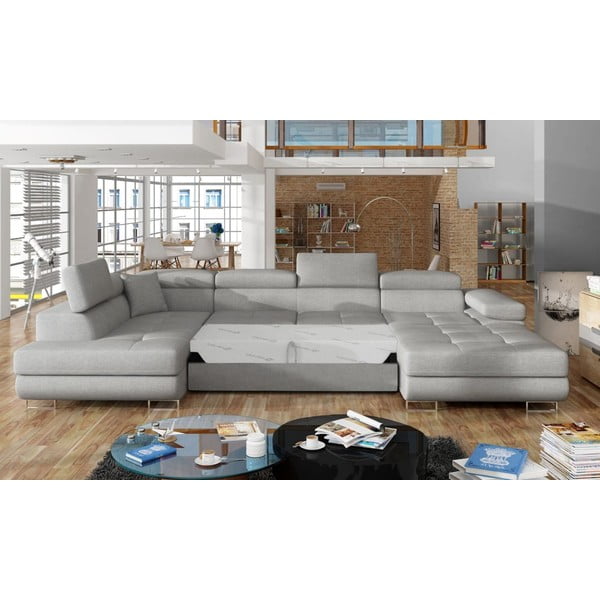 Colțar gri deschis extensibil/cu spațiu de depozitare (cu colț pe partea stângă/în formă de "U") Rodrigo – ELTAP-image-2