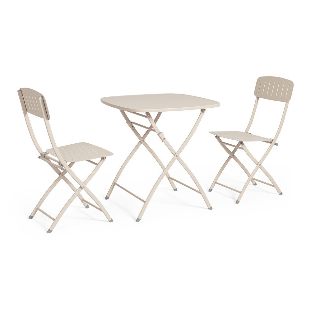 Set de dining pentru grădină bej din oțel pentru 2 persoane Yvonne – Bizzotto