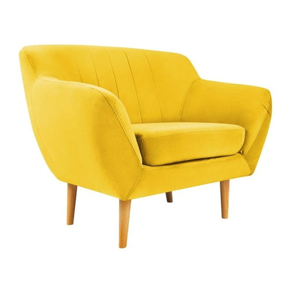 Fotoliu cu tapițerie din catifea Mazzini Sofas Sardaigne, galben-image-2