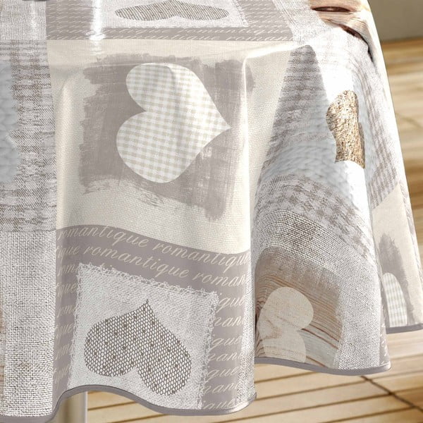 Față de masă lavabilă din PVC ø 160 cm Cosy Coeur – douceur d'intérieur-image-1