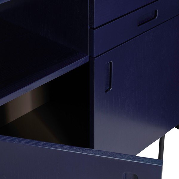 Comodă albastru-închis/gri înaltă din lemn masiv de frasin 90x109 cm Study – Hübsch-image-2