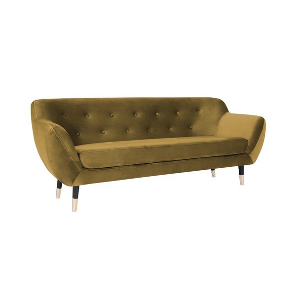 Canapea cu picioare negre Mazzini Sofas AMELIE, galben muștar, 188 cm-image-2
