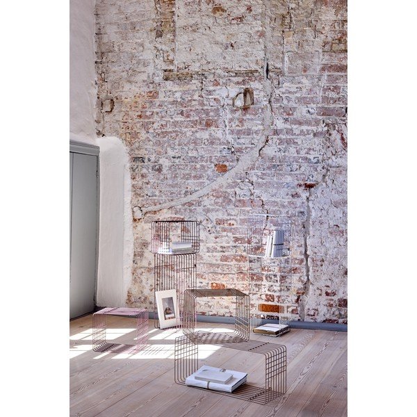 Raft argintiu lucios etajat din metal 38 cm Wire – Mette Ditmer Denmark-image-3