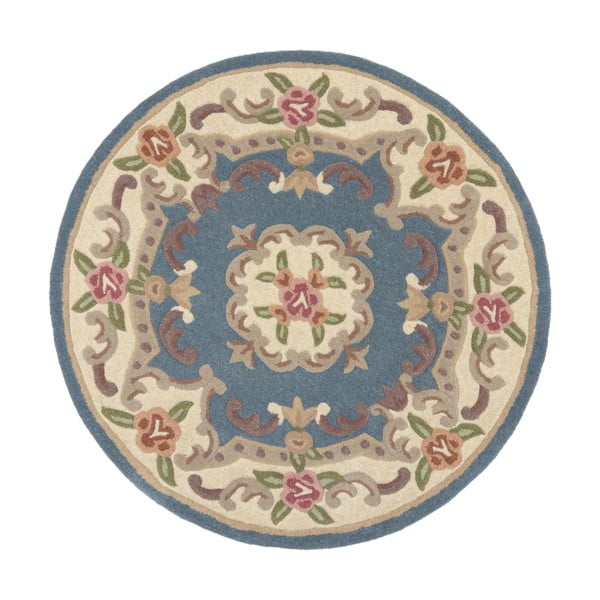 Covor din lână Flair Rugs Aubusson, ⌀ 120 cm, albastru