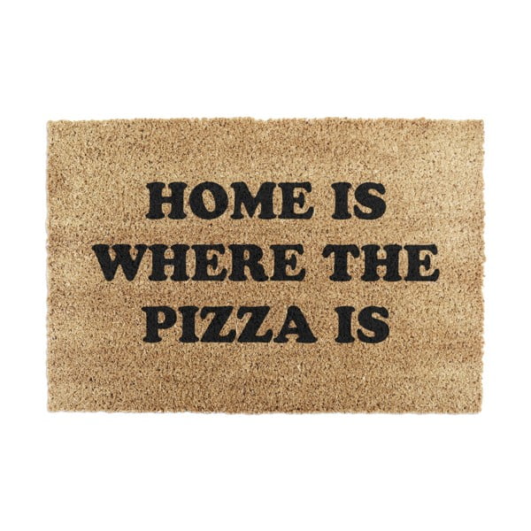 Covoraș de intrare din fibre de nucă de cocos 40x60 cm Home Is Where the Pizza Is – Artsy Doormats