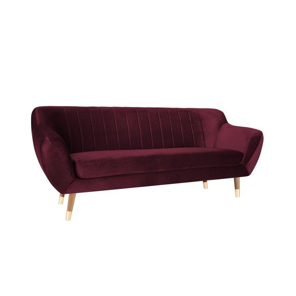 Canapea cu tapițerie din catifea Mazzini Sofas Benito, vișiniu, 188 cm-image-2