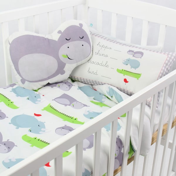 Husă pilotă și pernă din bumbac pentru copii Mr. Fox Hippo 100 x 120 cm-image-3