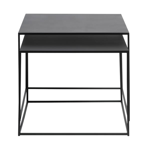 Măsuțe de cafea negre 2 buc. din metal 65x65 cm Pebble – Unique Furniture-image-3