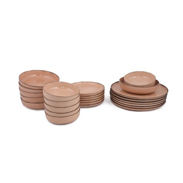 Set veselă 24 piese din porțelan Kütahya Porselen Pearl, roz-image-2