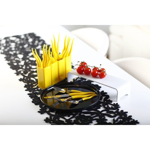 Set 24 tacâmuri cu suport Vialli Design Tullio, galben-image-2