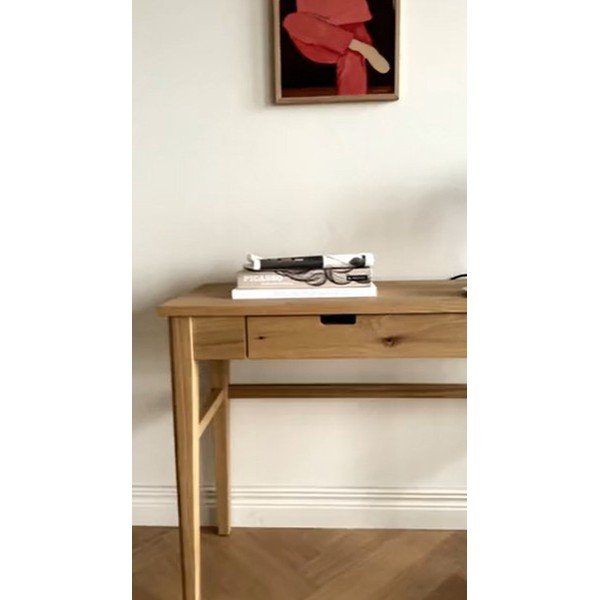 Masă consolă în culoare naturală cu blat cu aspect de lemn de stejar 40x110 cm Garrison – Rowico-image-1