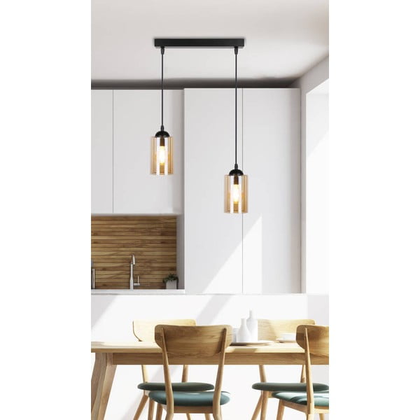 Lustră neagră cu abajur din sticlă 10x34 cm Bistro – Candellux Lighting-image-4