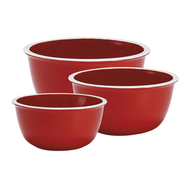 Set 3 boluri din ceramică Ladelle Logan, roșu