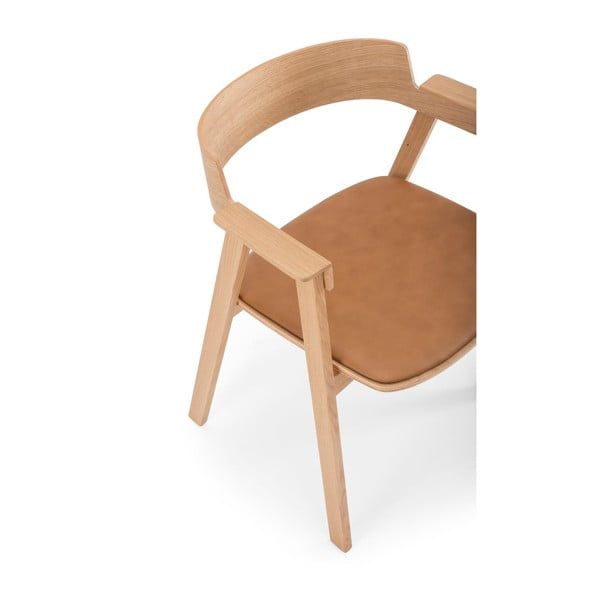 Scaun de dining maro/în culoare naturală cu cotiere din piele Flip – Gazzda-image-2