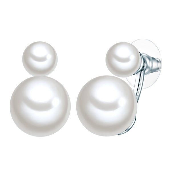 Cercei cu perlă albă Perldesse Sil, ⌀ 8 mm și ⌀ 14 mm
