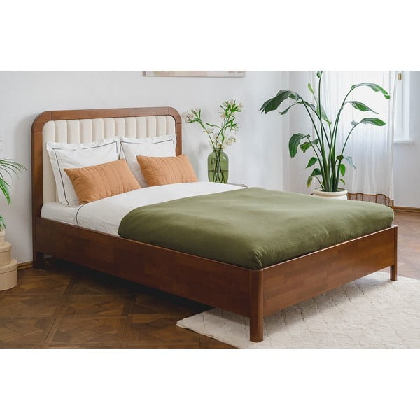 Pat dublu din lemn de fag maro deschis Skandica Visby Modena, 180 x 200 cm-image-1