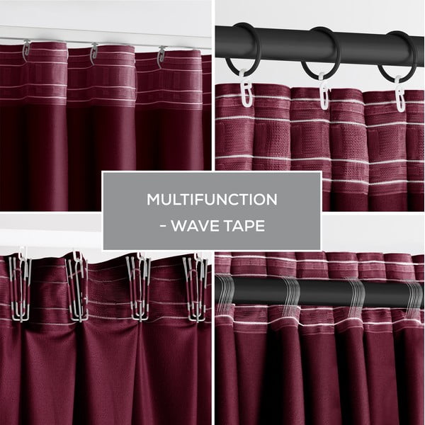 Draperie burgundy dimout (semi-opacă) din catifea 140x245 cm Pleat – Restilo-image-2