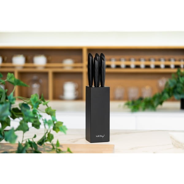 Set 5 cuțite în suport Vialli Design Caro, negru-image-4