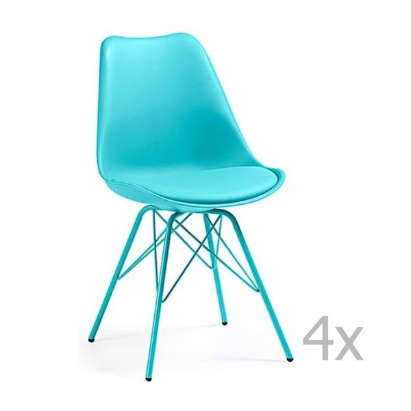 Set 4 scaune de bucătărie cu picioare din metal La Forma Lars, albastru