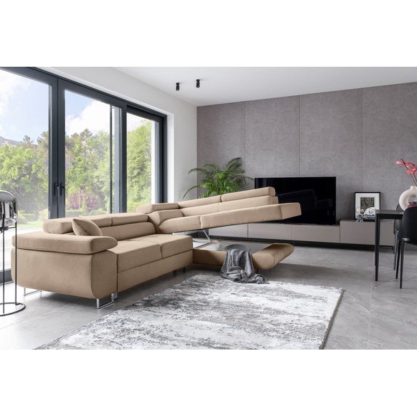 Colțar bej extensibil/cu spațiu de depozitare (cu colț pe partea dreaptă/în formă de ”L”) Anton – ELTAP-image-4