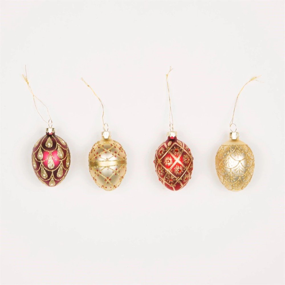 Ornamente de Crăciun 4 buc. din sticlă 4,5 cm Heirloom Oval – Sass & Belle