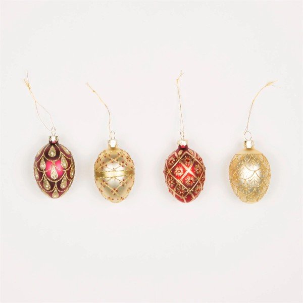 Ornamente de Crăciun 4 buc. din sticlă 4,5 cm Heirloom Oval – Sass & Belle