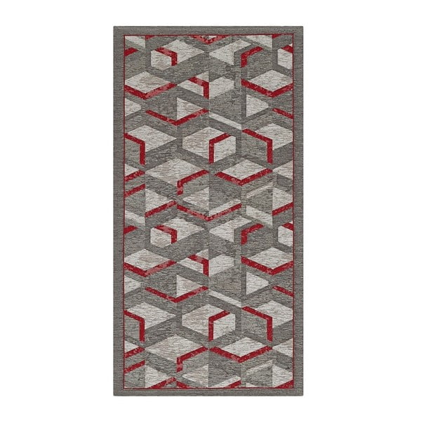 Traversă Floorita Hypnotik, 55 x 190 cm, gri-roșu