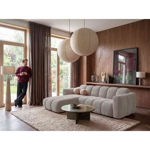 Colțar bej extensibil cu tapițerie din chenille (cu colț pe partea stângă) Michell – Miuform-image-3