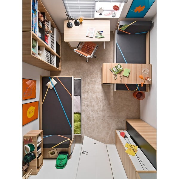 Pat pentru o persoană cu detalii albe și gri Vox Evolve, 90 x 200 cm-image-3