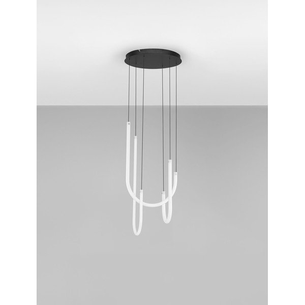 Lustră albă/negru-mat LED cu intensitate reglabilă din oțel cu abajur din sticlă acrilică ø 41 cm Topaz – Nova Luce-image-3