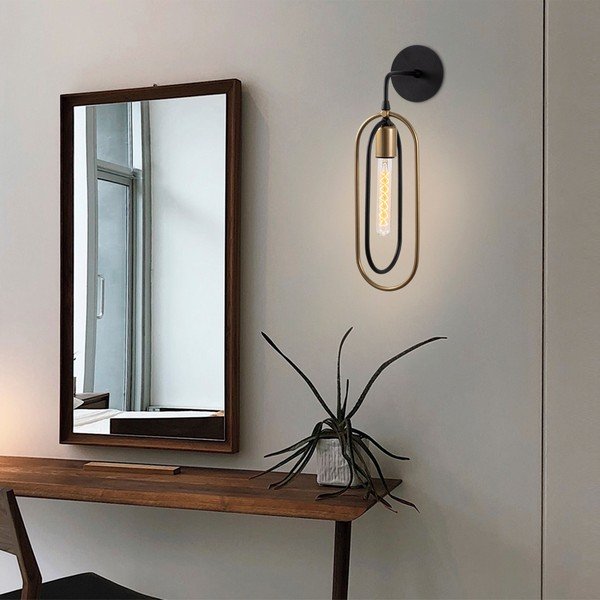 Aplică de perete neagră/aurie Cerco – Opviq lights-image-1