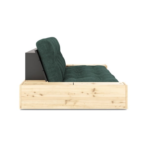 Canapea verde-închis extensibilă cu tapițerie din catifea reiată 244 cm Base – Karup Design-image-3