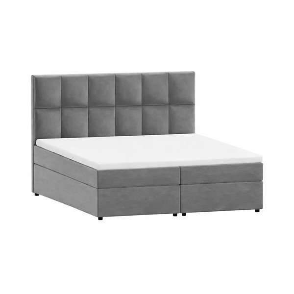 Pat boxspring gri cu spațiu de depozitare 160x200 cm Flip – Ropez