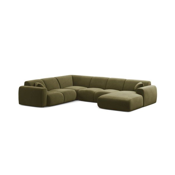 Colțar verde deschis cu tapițerie din catifea (în formă de "U") Molino – Micadoni 