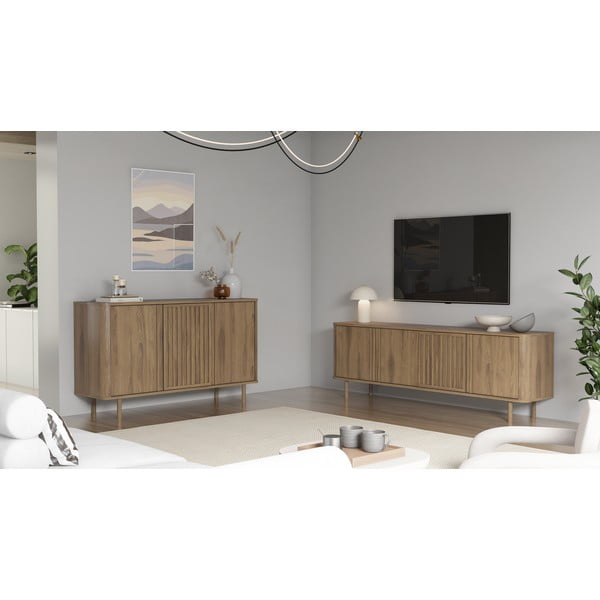 Comodă în culoare naturală cu aspect de lemn de stejar 138x80x40 cm Salma – Marckeric-image-1