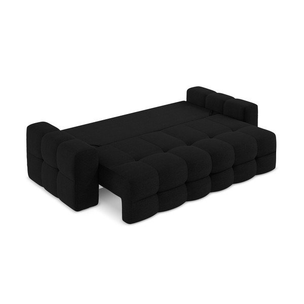 Canapea neagră extensibilă cu tapițerie din țesătură bouclé 255 cm Milu – Makamii-image-3