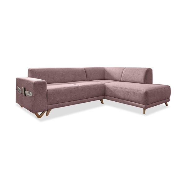 Colțar roz extensibil/cu spațiu de depozitare (cu colț pe partea dreaptă/în formă de ”L”) Classy Sophie – Miuform