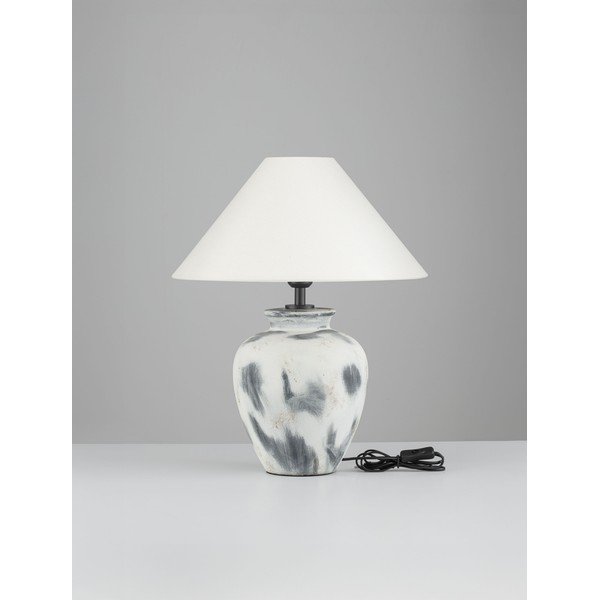 Veioză albă/gri din ceramică cu abajur textil (înălțime 55 cm) Lupe – Nova Luce-image-2