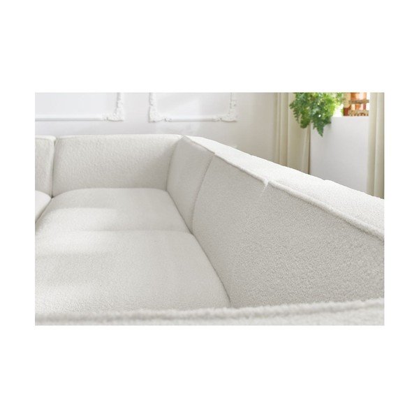 Colțar modular alb cu tapițerie din țesătură bouclé (cu colț pe partea stângă/în formă de "U") Megeve – Bobochic Paris-image-1