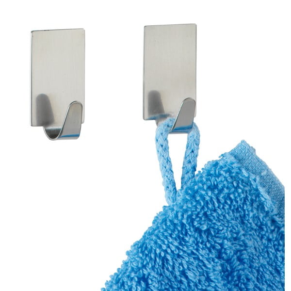 Set 4 cârlige autoadezive Wenko Square, oțel inoxidabil-image-1