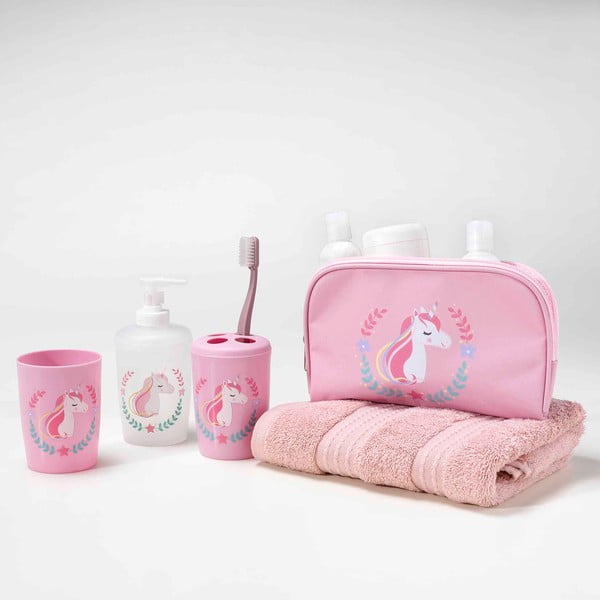 Set de accesorii de baie roz din plastic Zoelie – douceur d'intérieur