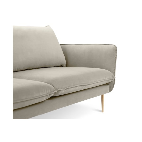 Canapea cu tapițerie din catifea Cosmopolitan Design Florence, bej,160 cm-image-3