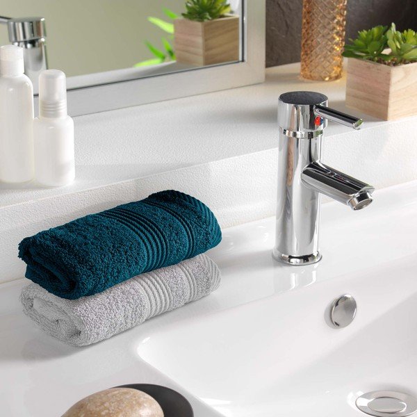 Prosop albastru închis din bumbac din frotir 30x50 cm Tendresse – douceur d'intérieur-image-1